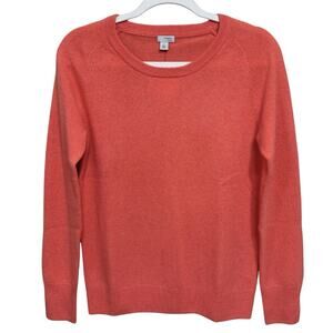 Halogen Cashmere Crew Neck Sweater Women M Soft Orange Long Sleeve Pullover NEW